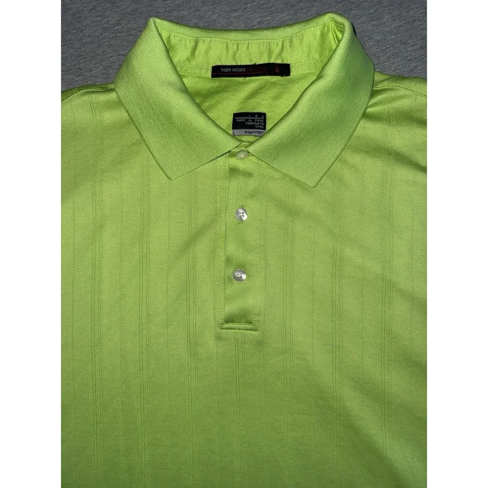 Nike Tiger‎ Woods Collection Golf Shirt Mens Size Large Mint Green Textured